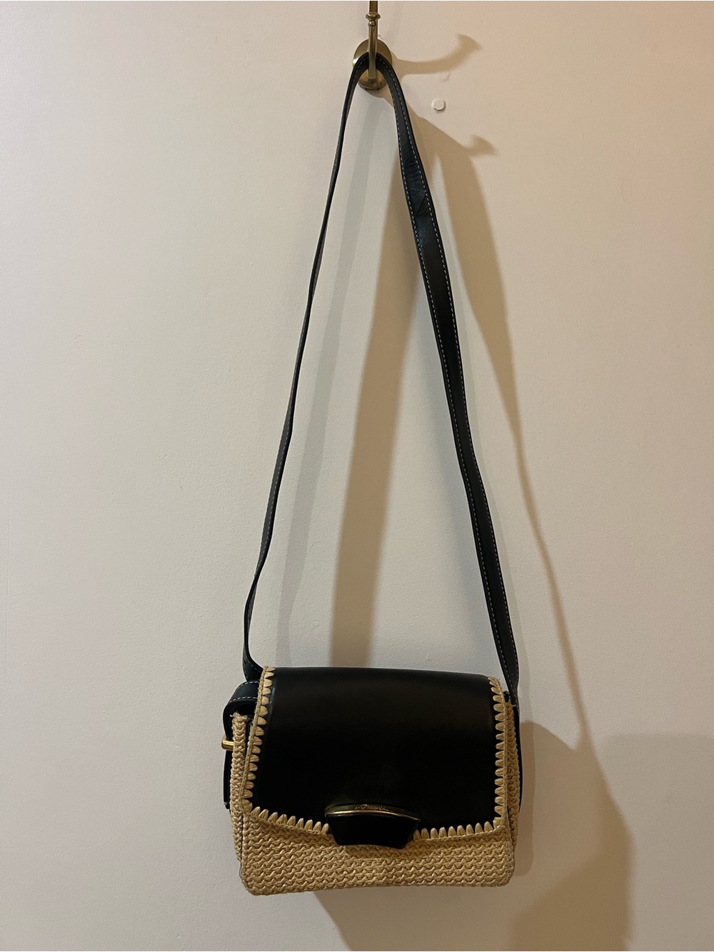 3.1 Phillip Lim ID Flap Raffia Black and Natural Woven Flap Crossbody - Picture 6 of 6